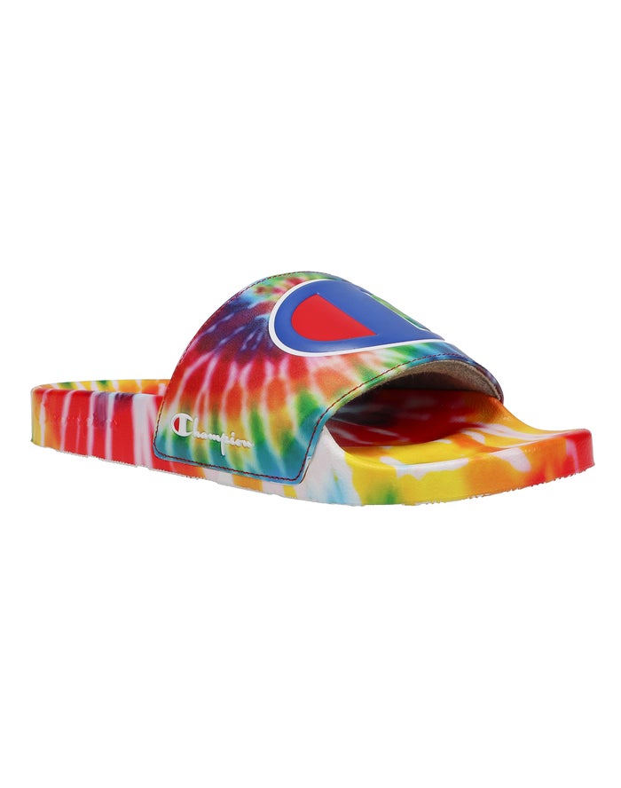 Champion Mens Slides NZ - Ipo Tie-Dye Rainbow ( 9527-YEODB )